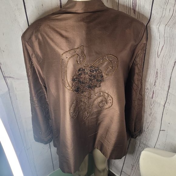 Vintage Anage Brown Silk/Sequin Jacket - Picture 7 of 11